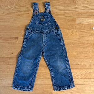 Original “Made in USA” Vintage OshKosh B’Gosh Flannel Lined Denim Overalls, 3T